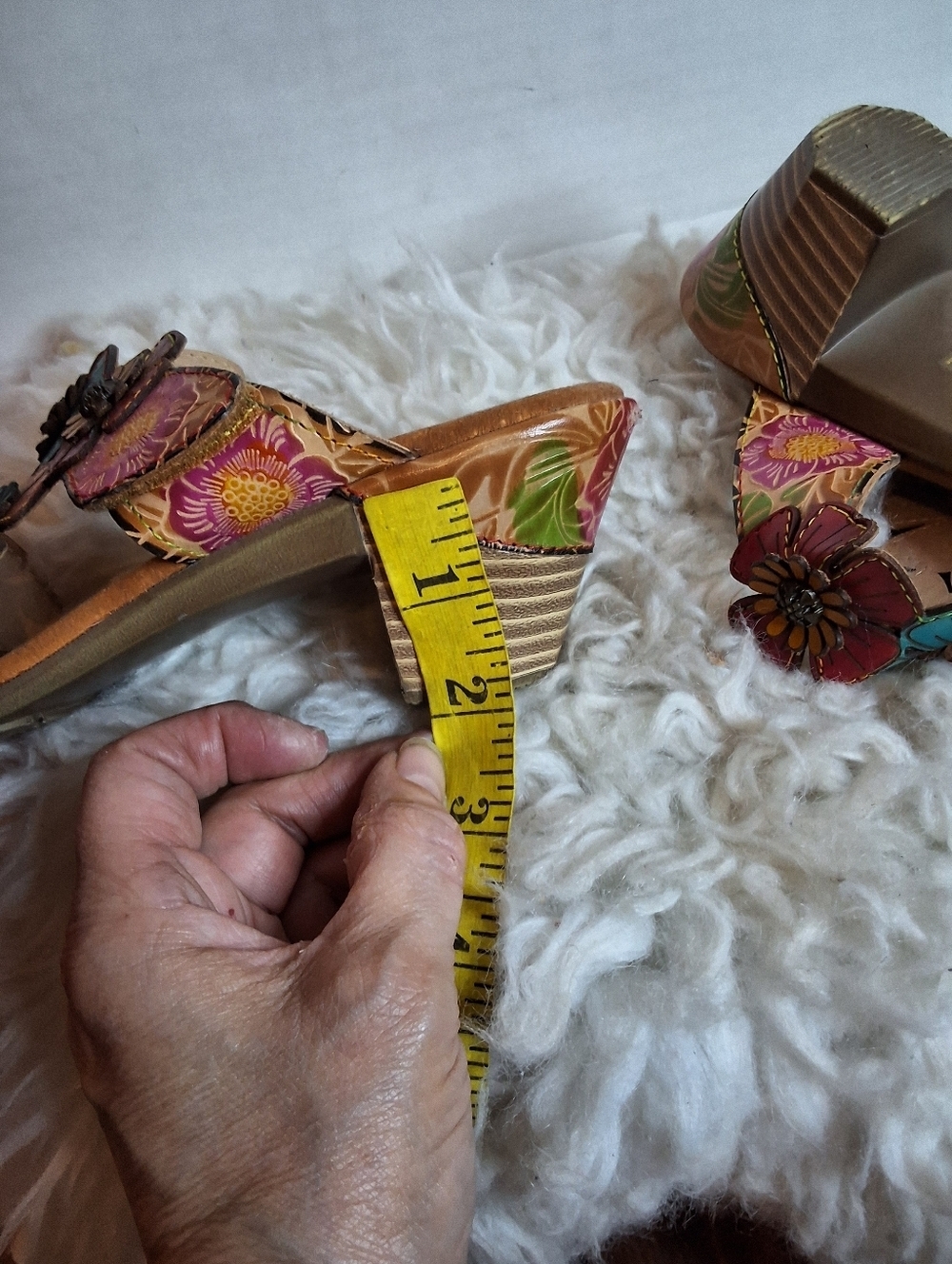 L’Artiste Floral Leather Slide Sandals 3D Flower Block Heel Mules 41/9.5-10 NEW - Picture 6 of 10